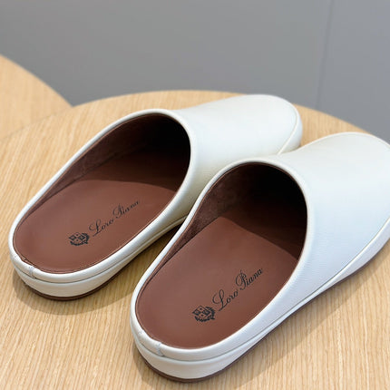 LP TOMORI SABOT MULES WHITE CALFSKIN