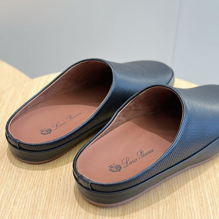 LP TOMORI SABOT MULES BLACK MESH CALFSKIN