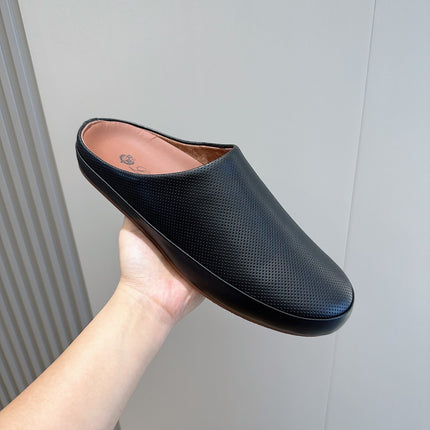 LP TOMORI SABOT MULES BLACK MESH CALFSKIN