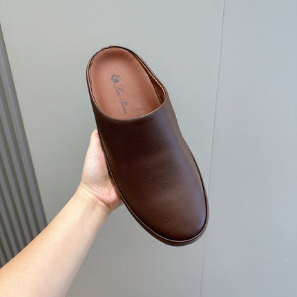 LP TOMORI SABOT MULES CHOCOLATE CALFSKIN