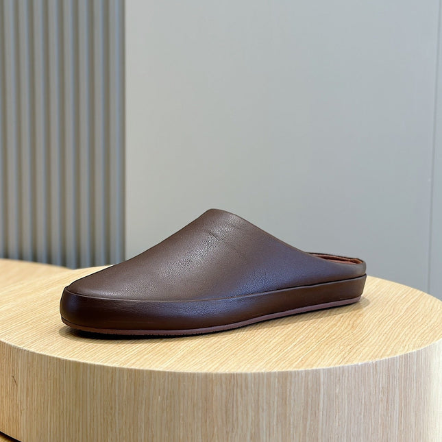 LP TOMORI SABOT MULES CHOCOLATE CALFSKIN