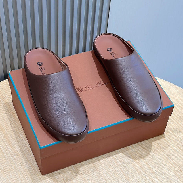 LP TOMORI SABOT MULES CHOCOLATE CALFSKIN