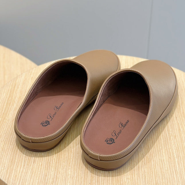 LP TOMORI SABOT MULES PEANUT MESH CALFSKIN
