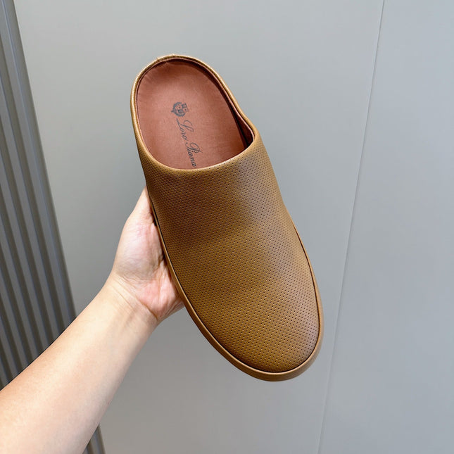 LP TOMORI SABOT MULES PEANUT MESH CALFSKIN