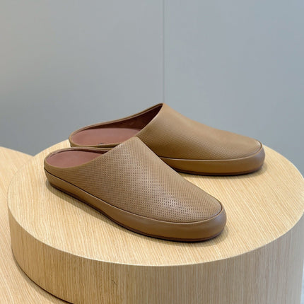 LP TOMORI SABOT MULES PEANUT MESH CALFSKIN