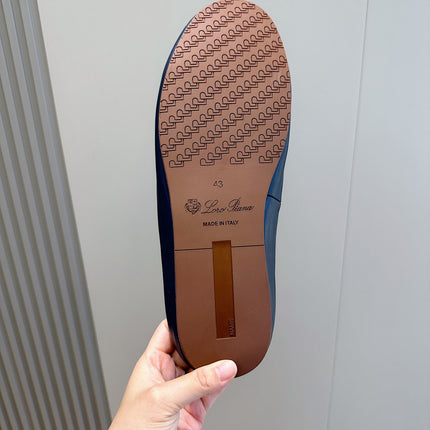 LP TOMORI SABOT MULES NAVY MESH CALFSKIN