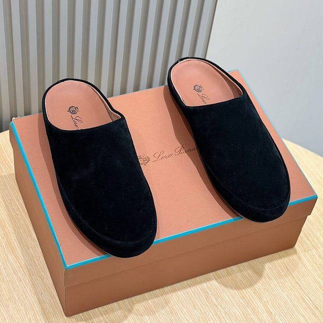LP TOMORI SABOT MULES BLACK SUEDE