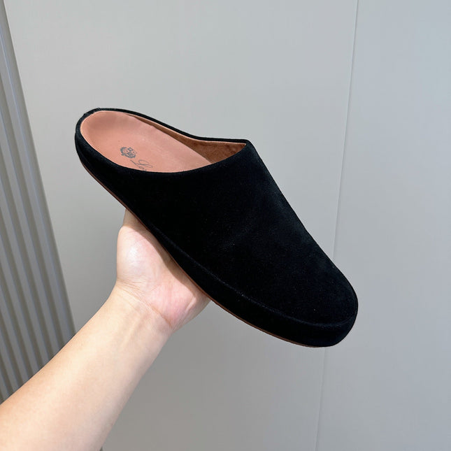 LP TOMORI SABOT MULES BLACK SUEDE