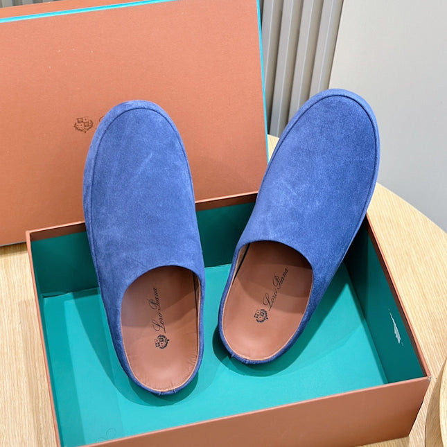 LP TOMORI SABOT MULES COBALT SUEDE