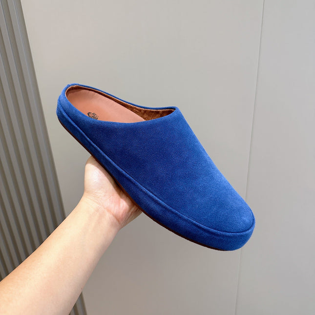 LP TOMORI SABOT MULES COBALT SUEDE