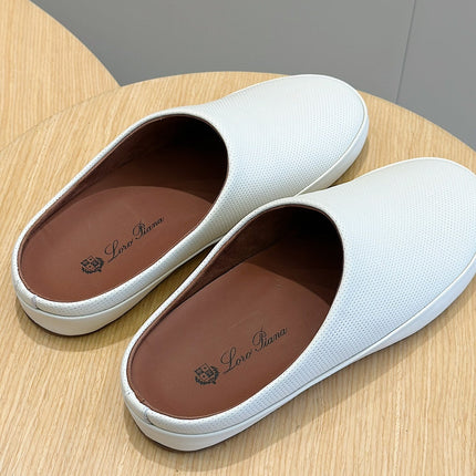 LP TOMORI SABOT MULES WHITE MESH CALFSKIN