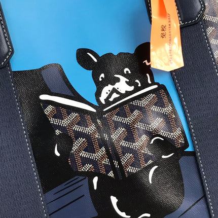 GOYA VILLETTE TOTE 45 IN NAVY BLUE GOYARDINE CANVAS