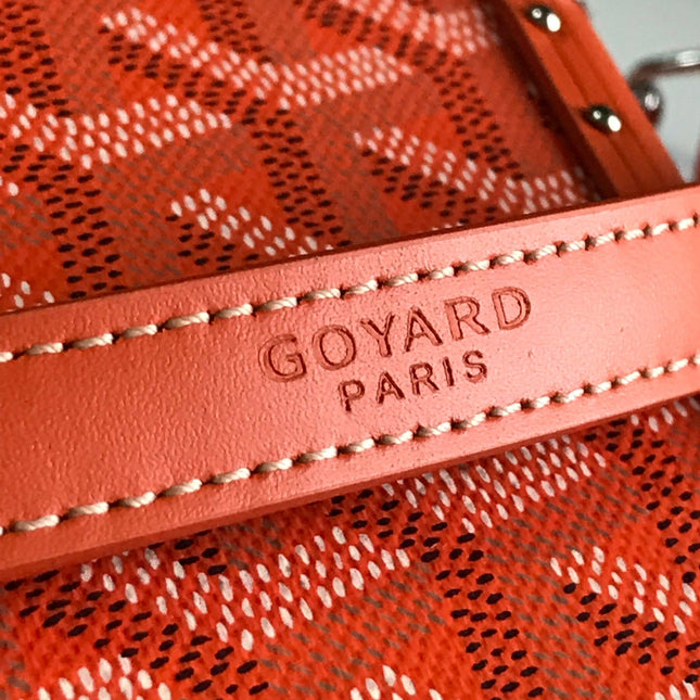 CASSETTE TRUNK BAG 21 IN RED GOYARDINE CANVAS & CLAMECY COWHIDE