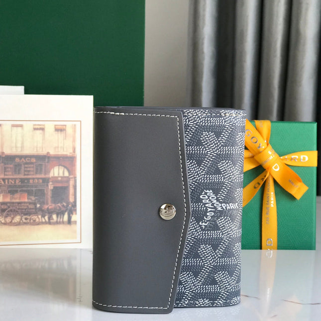 SAINT-GABRIEL WALLET 12 IN GRAY CALFSKIN AND GOYARDINE CANVAS