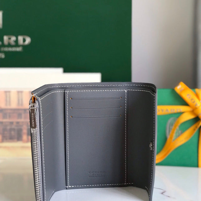 SAINT-GABRIEL WALLET 12 IN GRAY CALFSKIN AND GOYARDINE CANVAS