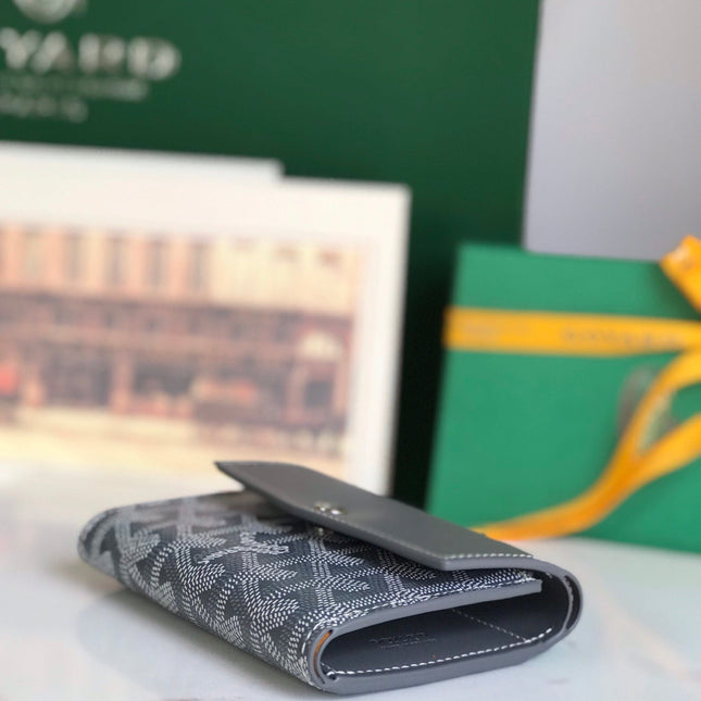 SAINT-GABRIEL WALLET 12 IN GRAY CALFSKIN AND GOYARDINE CANVAS