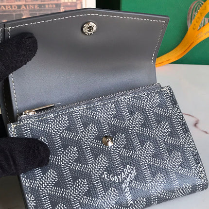 SAINT-GABRIEL WALLET 12 IN GRAY CALFSKIN AND GOYARDINE CANVAS