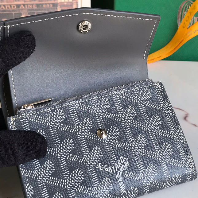 SAINT-GABRIEL WALLET 12 IN GRAY CALFSKIN AND GOYARDINE CANVAS