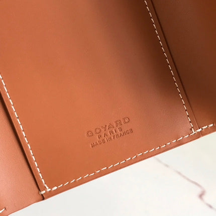 SAINT-GABRIEL WALLET 12 IN TAN CALFSKIN AND BLACK GOYARDINE CANVAS