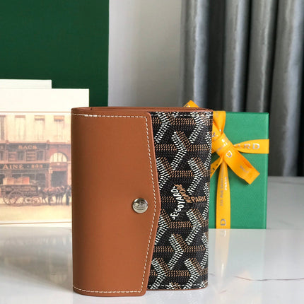 SAINT-GABRIEL WALLET 12 IN TAN CALFSKIN AND BLACK GOYARDINE CANVAS