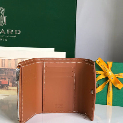 SAINT-GABRIEL WALLET 12 IN TAN CALFSKIN AND BLACK GOYARDINE CANVAS