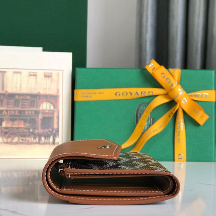 SAINT-GABRIEL WALLET 12 IN TAN CALFSKIN AND BLACK GOYARDINE CANVAS