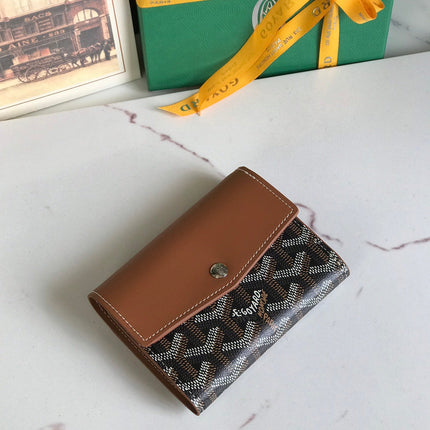 SAINT-GABRIEL WALLET 12 IN TAN CALFSKIN AND BLACK GOYARDINE CANVAS