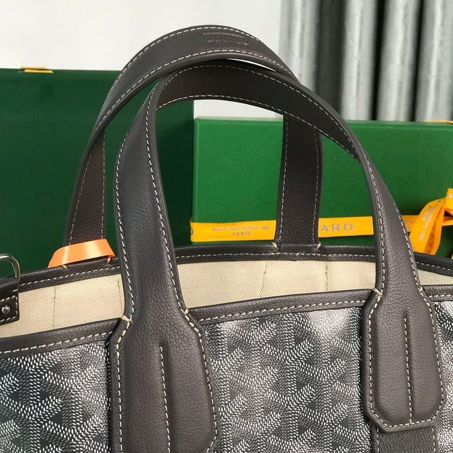 SMALL BELHARRA 24 IN GRAY GOYARDINE CANVAS AND LAMBSKIN