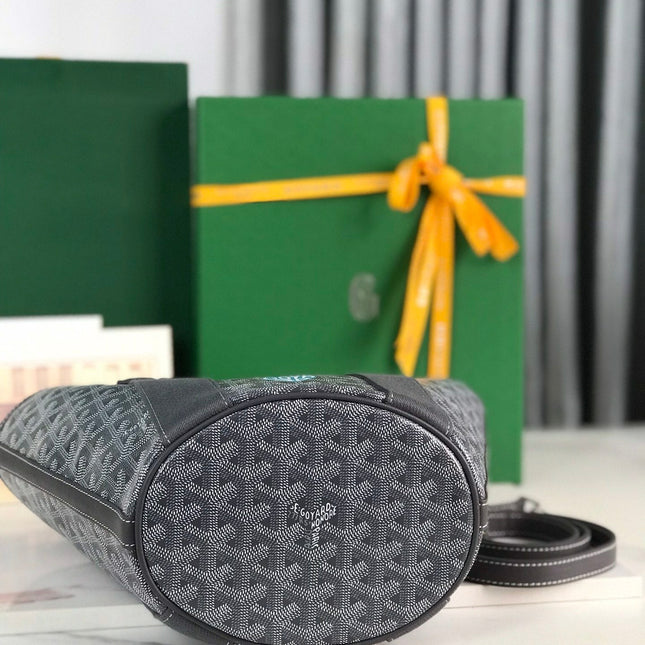 SMALL BELHARRA 24 IN GRAY GOYARDINE CANVAS AND LAMBSKIN