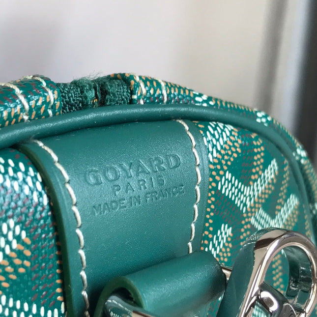 BOSTON 50 BAG IN GREEN GOYARDINE CANVAS AND CALFSKIN TRIM