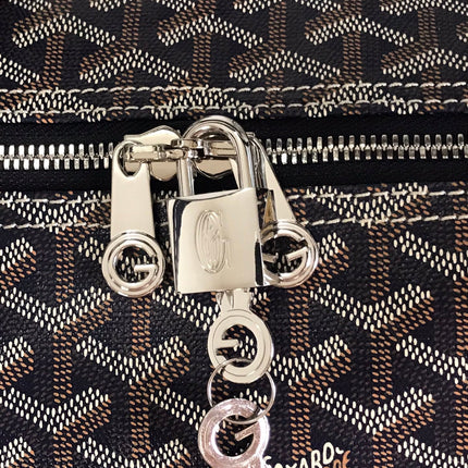 BOSTON 50 BAG IN NAVY BLUE GOYARDINE CANVAS AND CALFSKIN TRIM