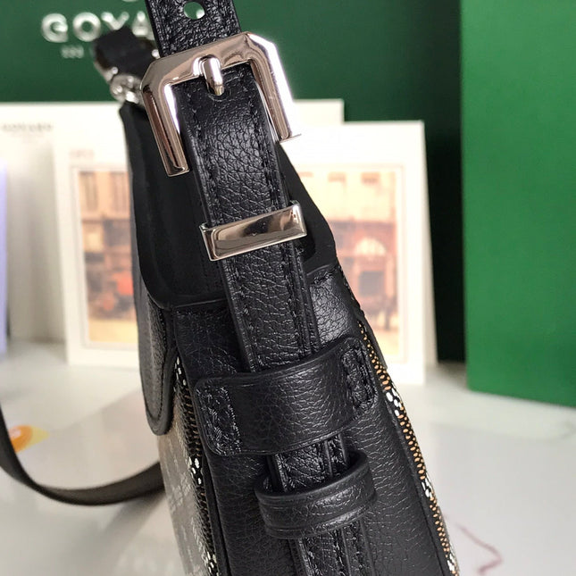 HIRONDELLE BAG 25 IN BLACK LAMBSKIN AND GOYARDINE CANVAS