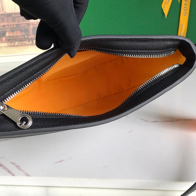 HIRONDELLE BAG 25 IN BLACK LAMBSKIN AND GOYARDINE CANVAS