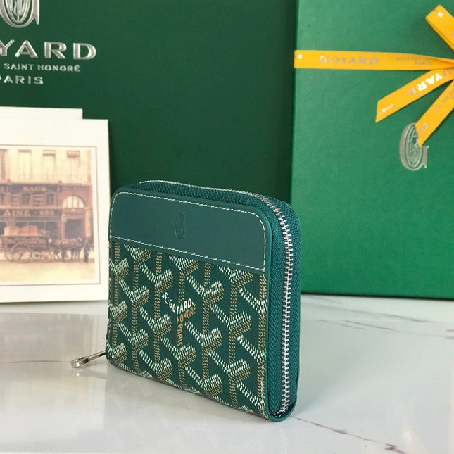 MATIGNON MINI WALLET 11 IN GREEN GOYARDINE CANVAS AND CALFSKIN