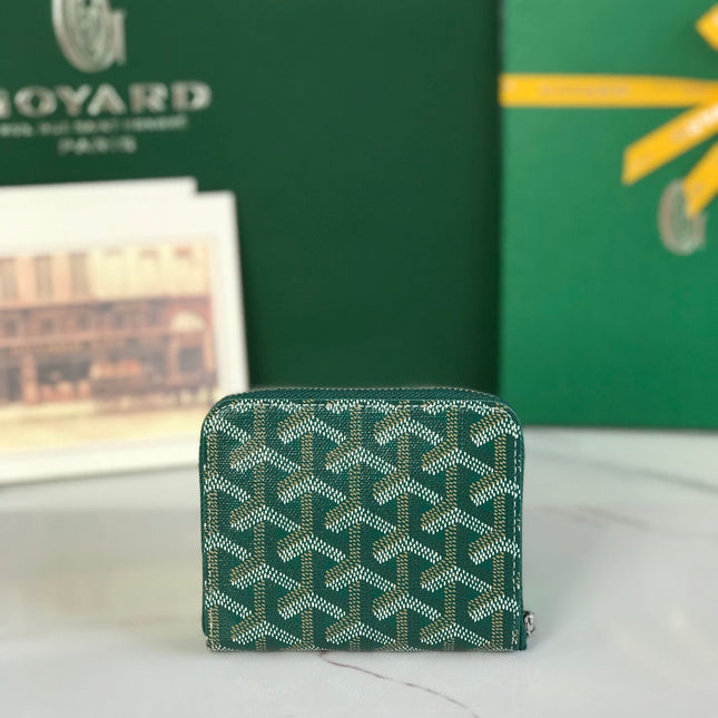 MATIGNON MINI WALLET 11 IN GREEN GOYARDINE CANVAS AND CALFSKIN