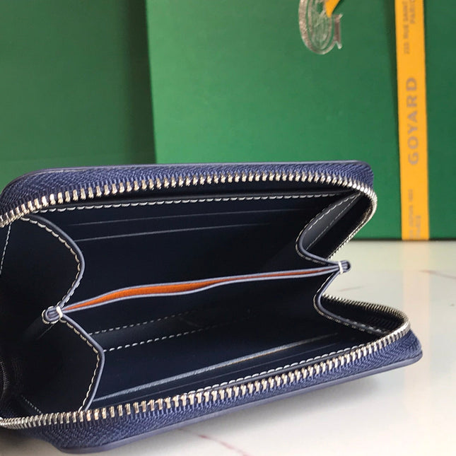 MATIGNON MINI WALLET 11 IN NAVY BLUE GOYARDINE CANVAS AND CALFSKIN