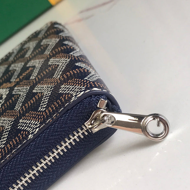 MATIGNON MINI WALLET 11 IN NAVY BLUE GOYARDINE CANVAS AND CALFSKIN