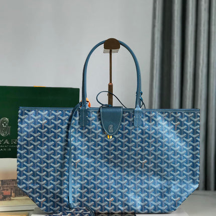 SAINT LOUIS PM 34 IN NAVY BLUE GOYARDINE CANVAS AND CALFSKIN