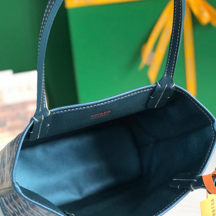ANJOU MINI BAG 20 IN NAVY BLUE  CALFSKIN AND GOYARDINE CANVAS