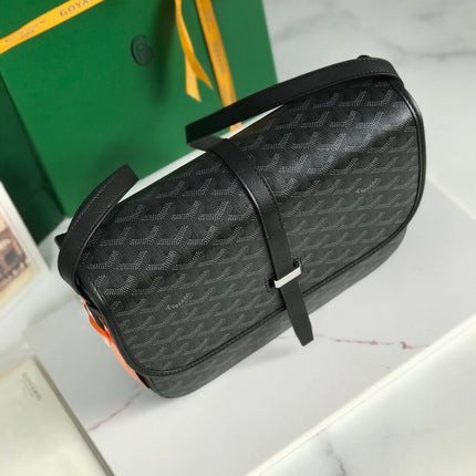 BELVEDERE MM BAG 28 IN BLACK GOYARDINE CANVAS AND CALFSKIN