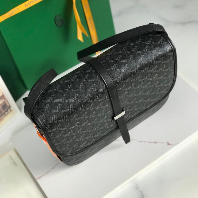 BELVEDERE MM BAG 28 IN BLACK GOYARDINE CANVAS AND CALFSKIN