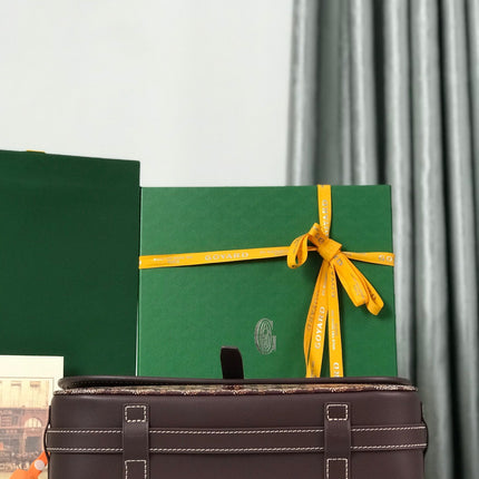 BELVEDERE MM BAG 28 IN BROWN GOYARDINE CANVAS AND CALFSKIN