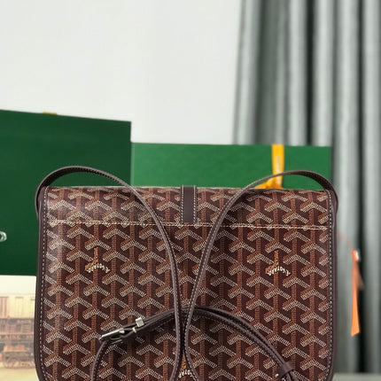 BELVEDERE MM BAG 28 IN BROWN GOYARDINE CANVAS AND CALFSKIN