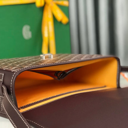 BELVEDERE MM BAG 28 IN BROWN GOYARDINE CANVAS AND CALFSKIN