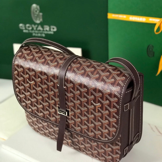 BELVEDERE MM BAG 28 IN BROWN GOYARDINE CANVAS AND CALFSKIN