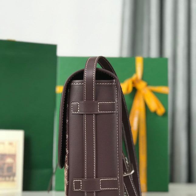 BELVEDERE MM BAG 28 IN BROWN GOYARDINE CANVAS AND CALFSKIN