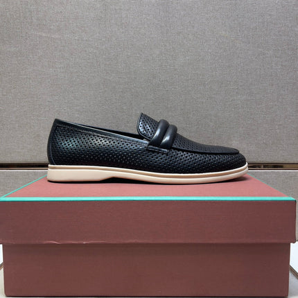 LP PERFORATED LOAFERS BLACK CALFSKIN