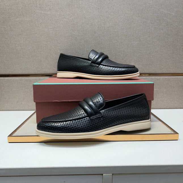 LP PERFORATED LOAFERS BLACK CALFSKIN