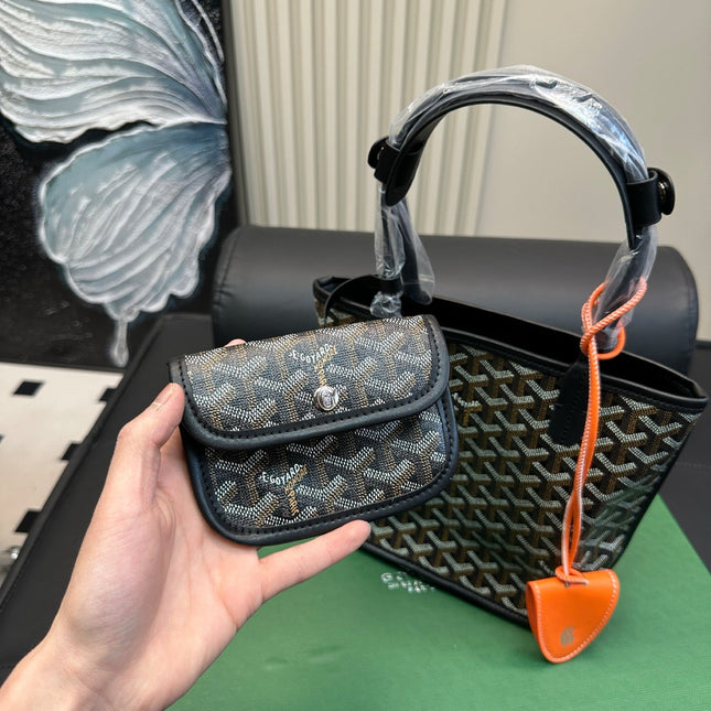 ANJOU MINI BAG 21 IN BLACK GOYARDINE CANVAS AND CALFSKIN