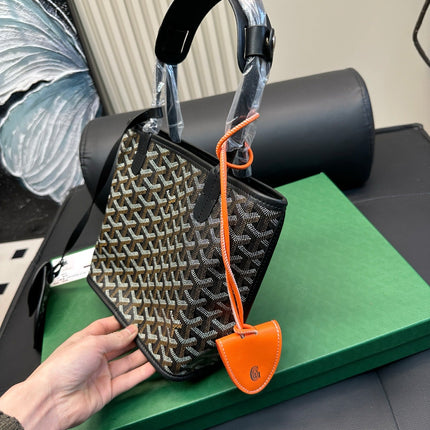 ANJOU MINI BAG 21 IN BLACK GOYARDINE CANVAS AND CALFSKIN